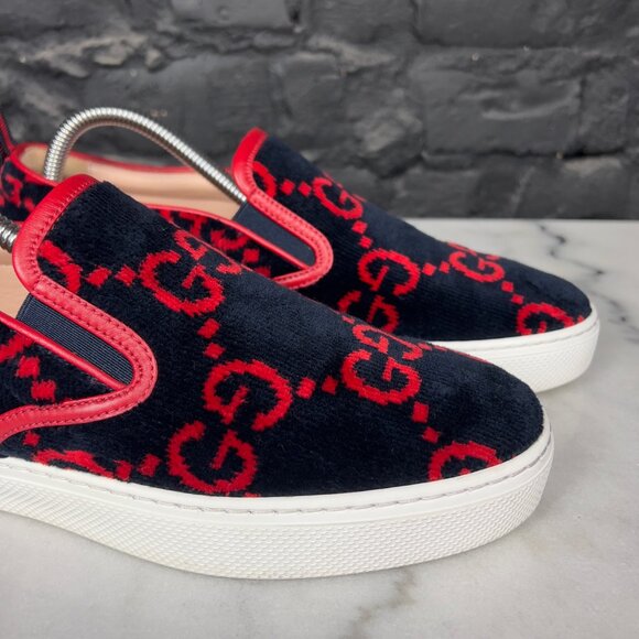 GUCCI Web GG Low Sneakers Black Velour 7.5 G or 8 US 41.5 EUR - Picture 4 of 16